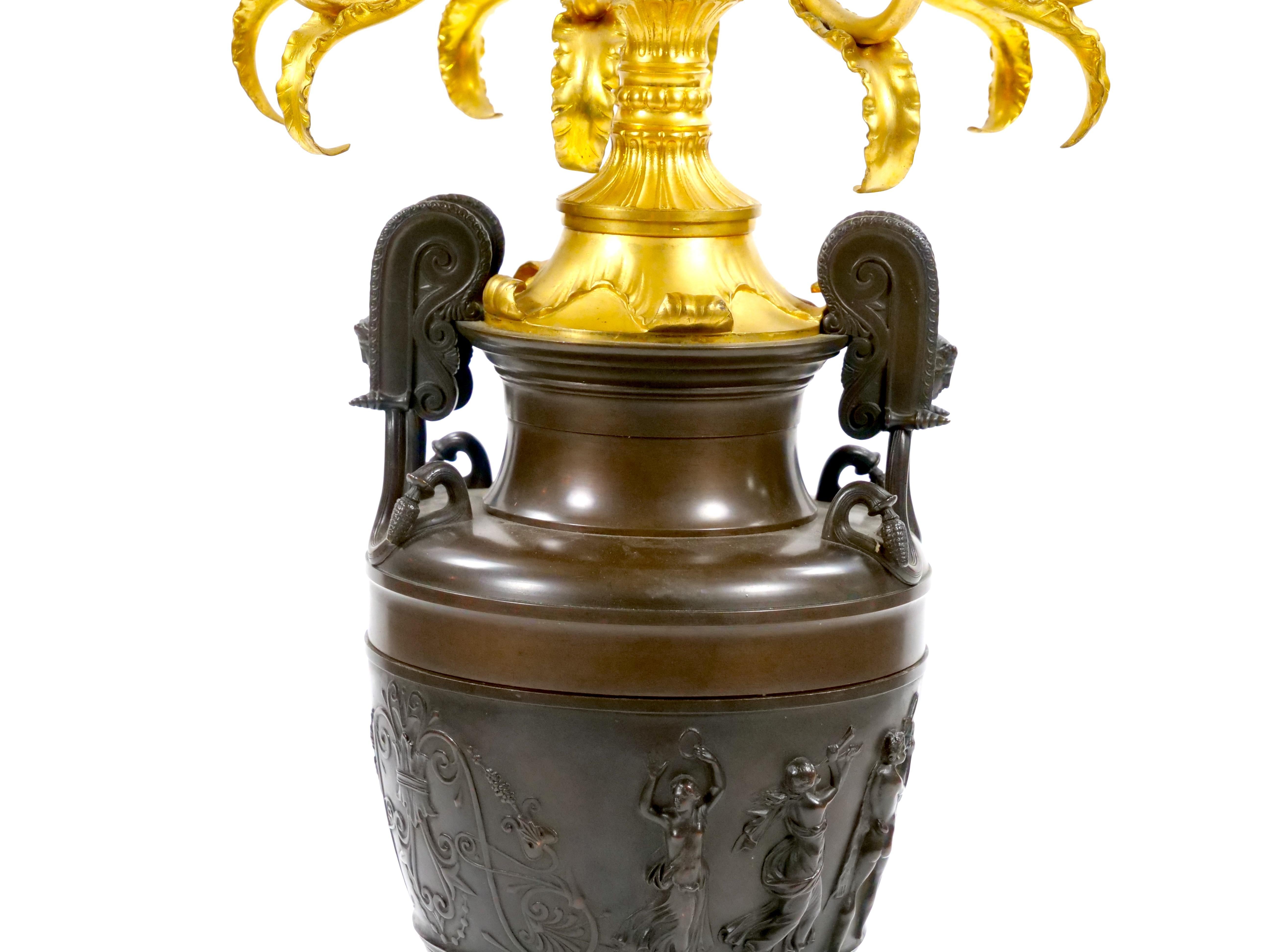 Chandeliers en bronze patiné et doré du 19ème siècle par Ferdinand Barbedienne en vente 8