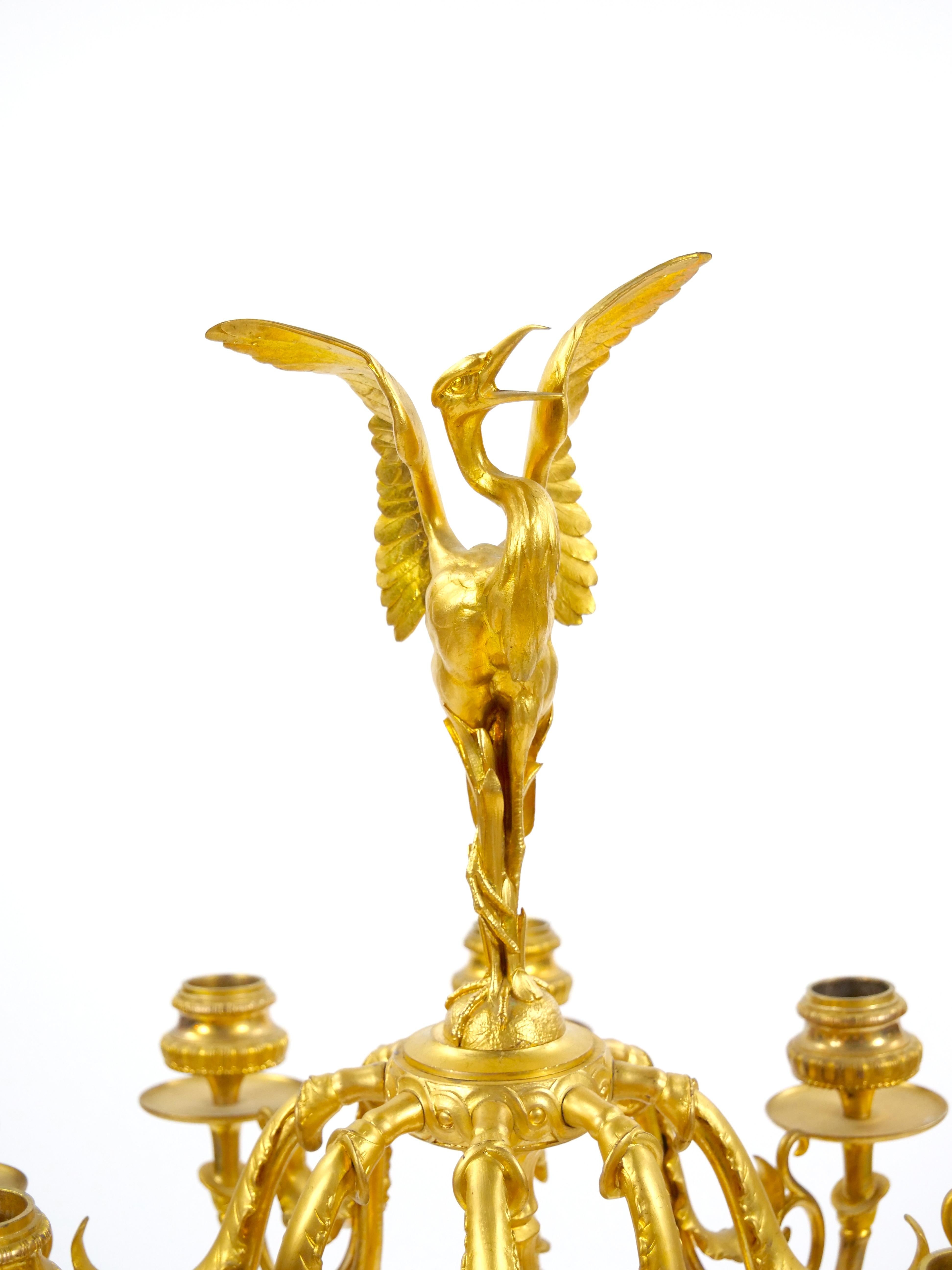 Bronze Chandeliers en bronze patiné et doré du 19ème siècle par Ferdinand Barbedienne en vente