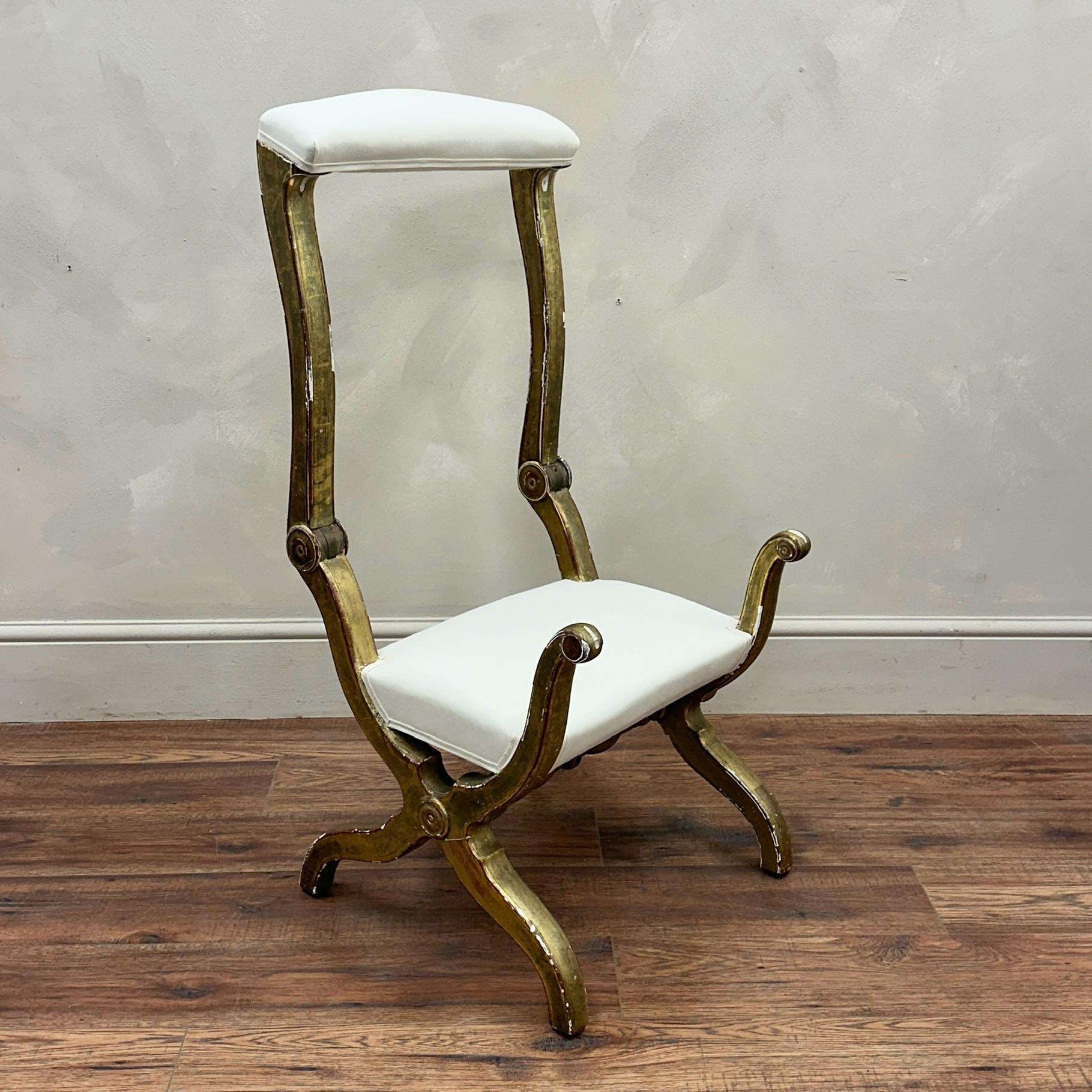 Hand-Crafted 19th Century French Gilt Prayer Chair For Sale