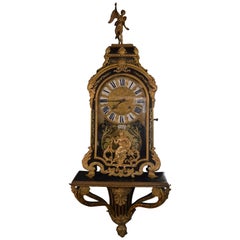 19th Century French Gilt Tortoise Shell Clock with Base