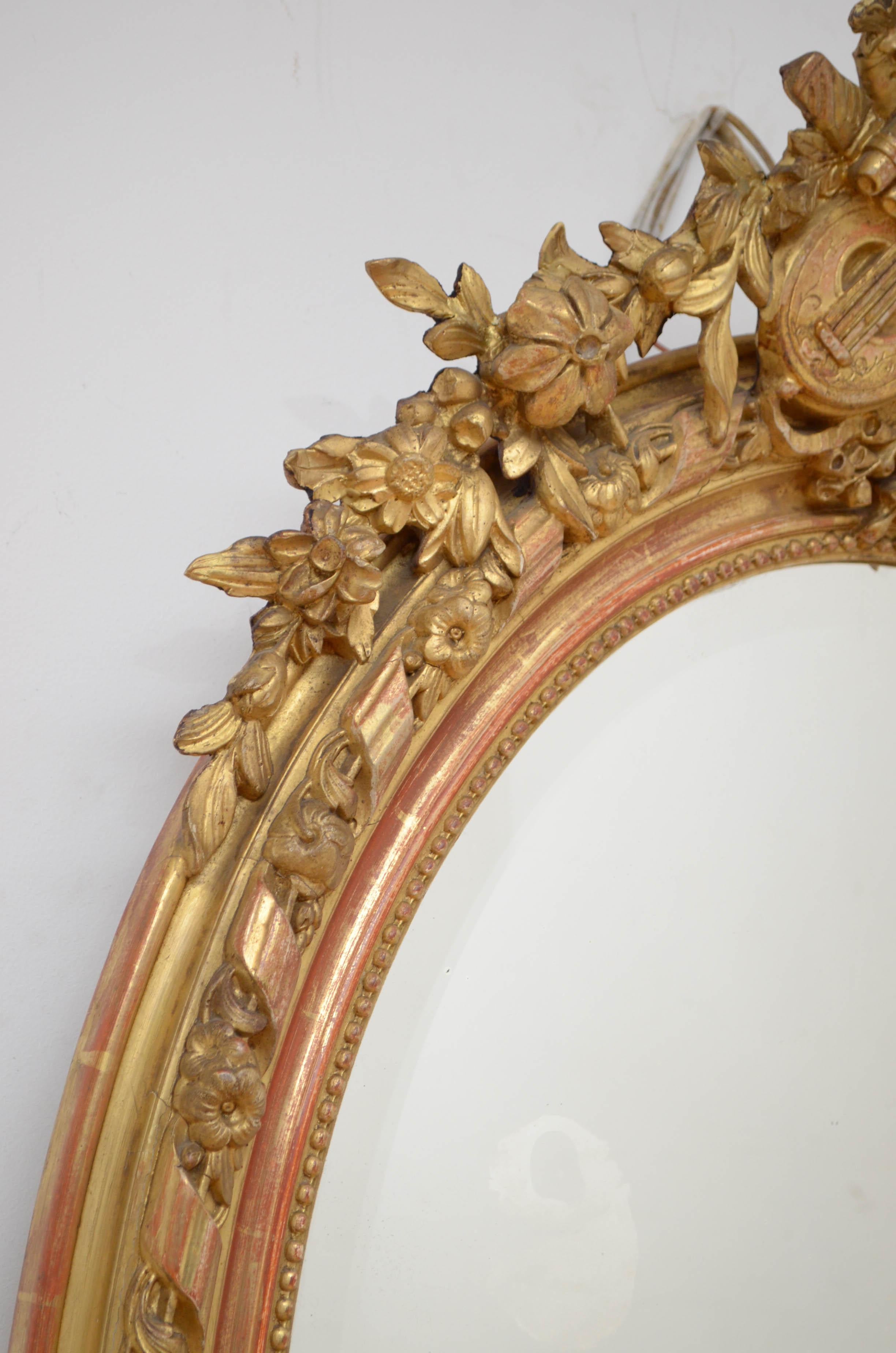 19th Century French Gilt Wall Mirror In Good Condition For Sale In Whaley Bridge, GB
