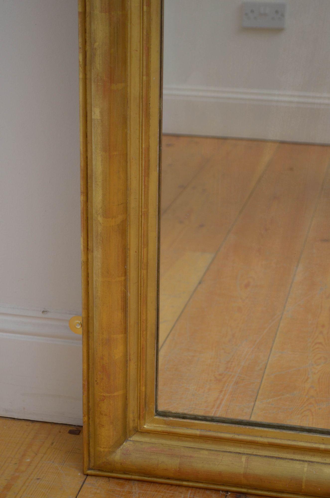 Gold Leaf 19th Century French Gilt Wall Mirror H168cm For Sale