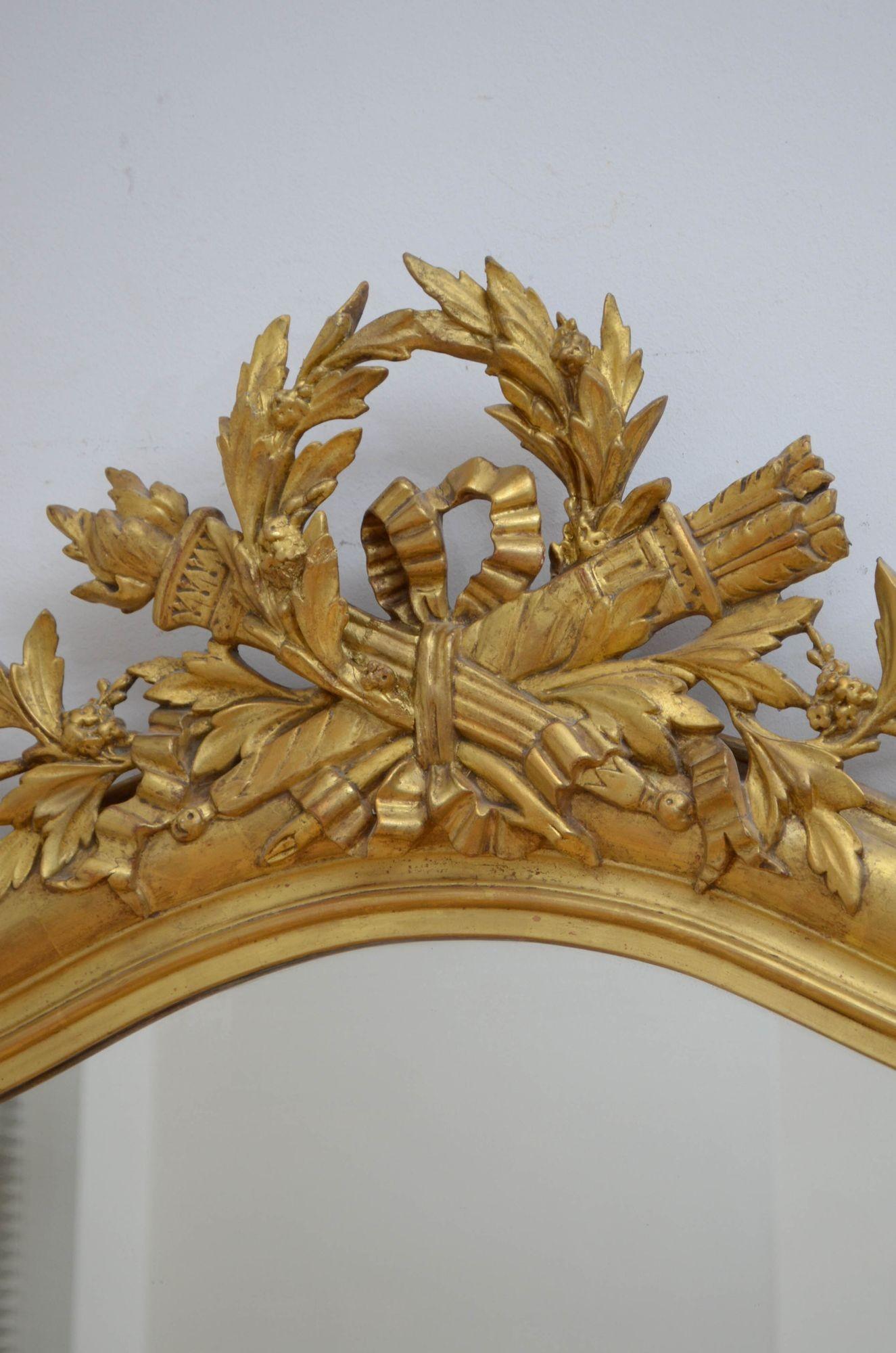 19th Century French Gilt Wall Mirror H168cm For Sale 3