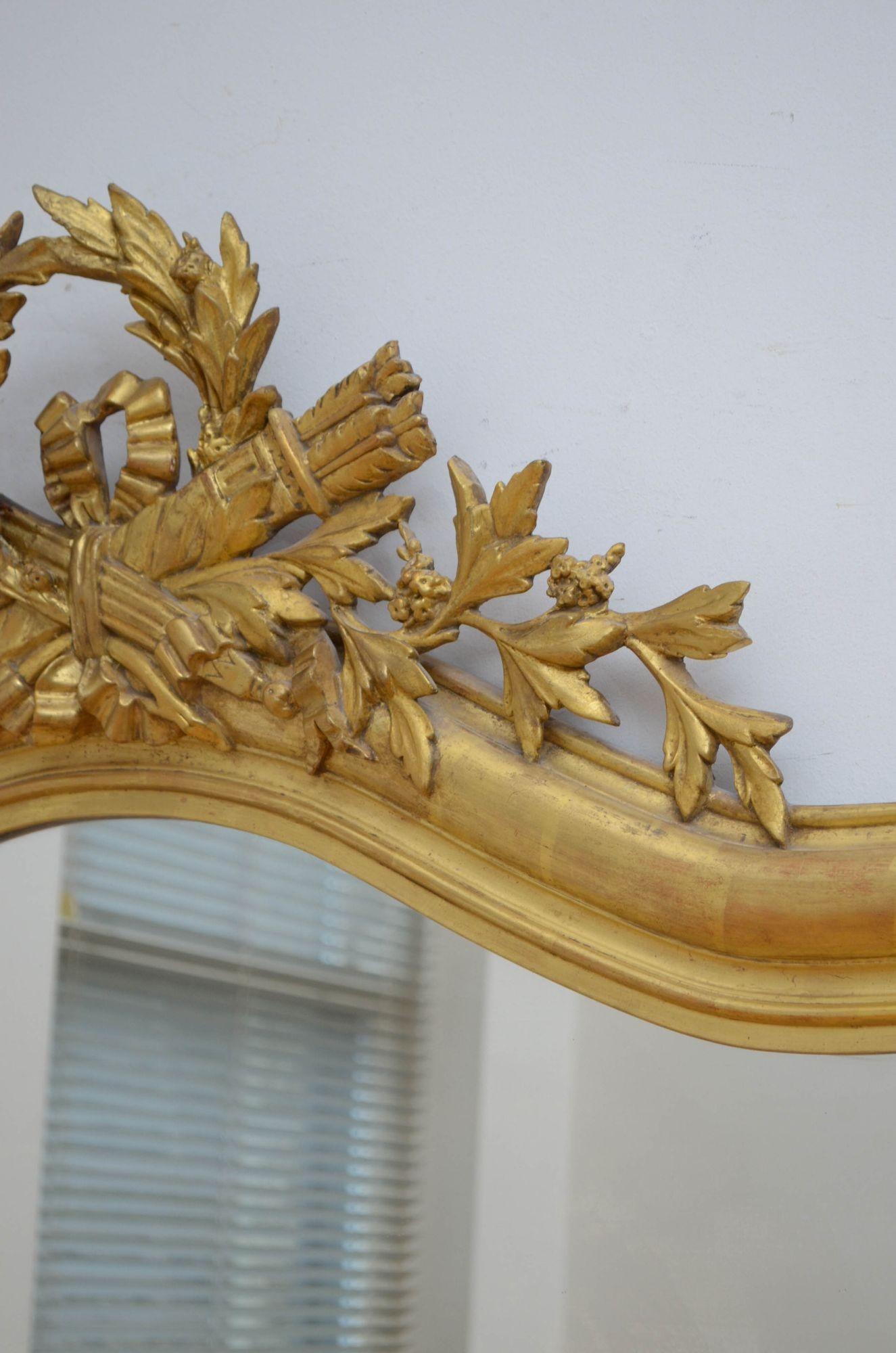 19th Century French Gilt Wall Mirror H168cm For Sale 4