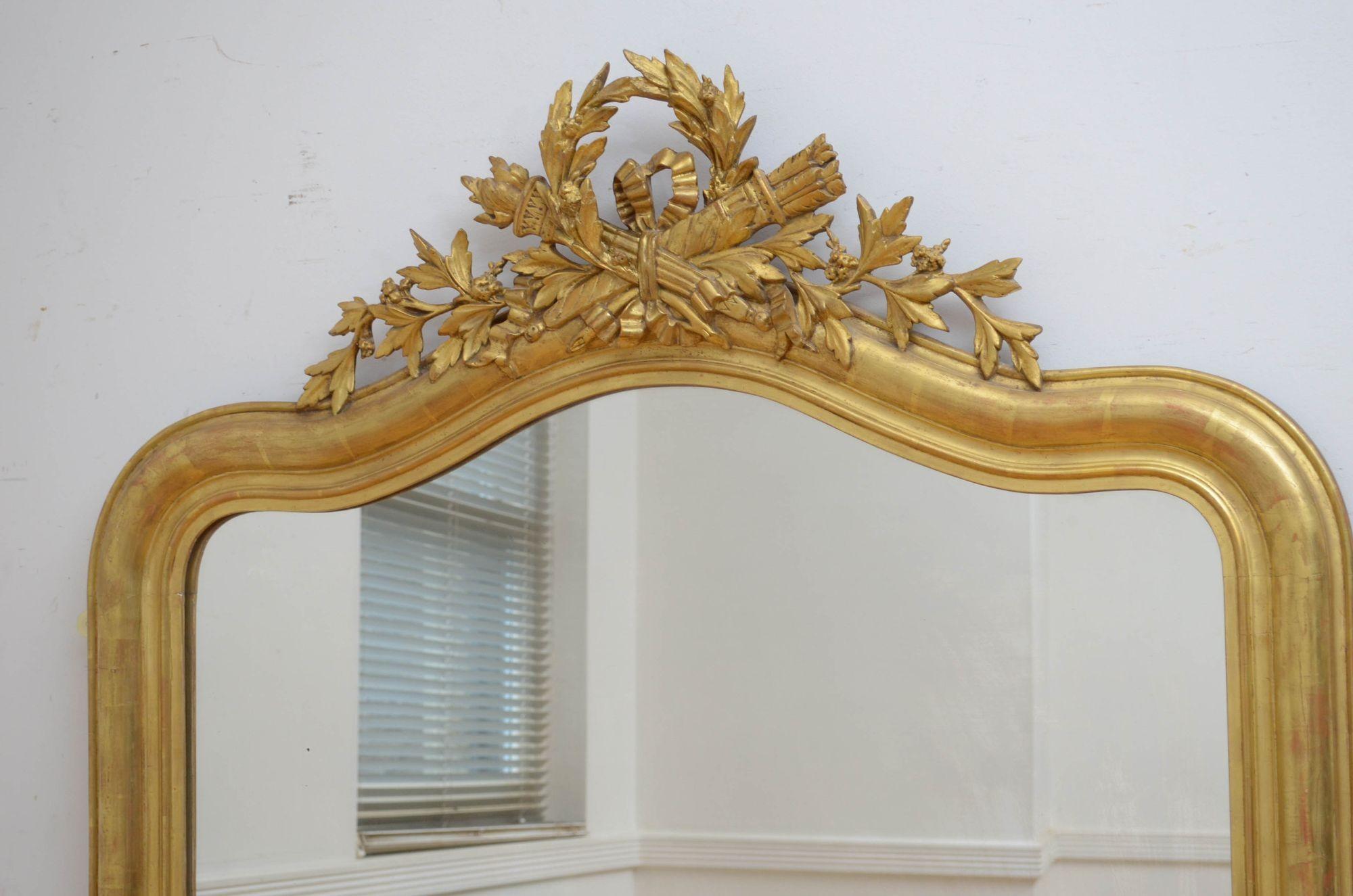 19th Century French Gilt Wall Mirror H168cm For Sale 5