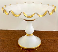 19th Century French Gilt White Opaline Compote / Tazza