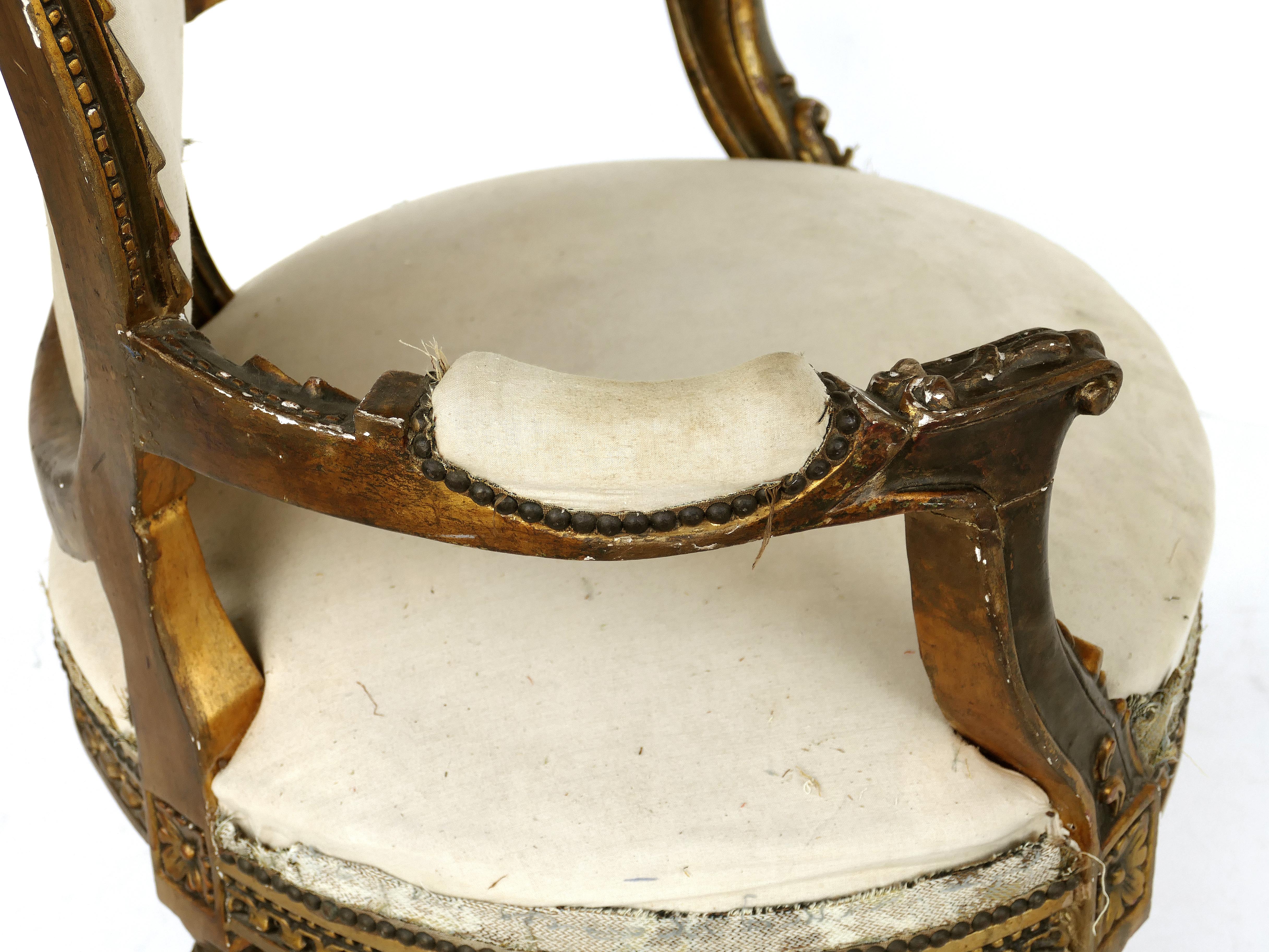 19th Century French Giltwood Fauteuil Armchairs, Pair For Sale 5