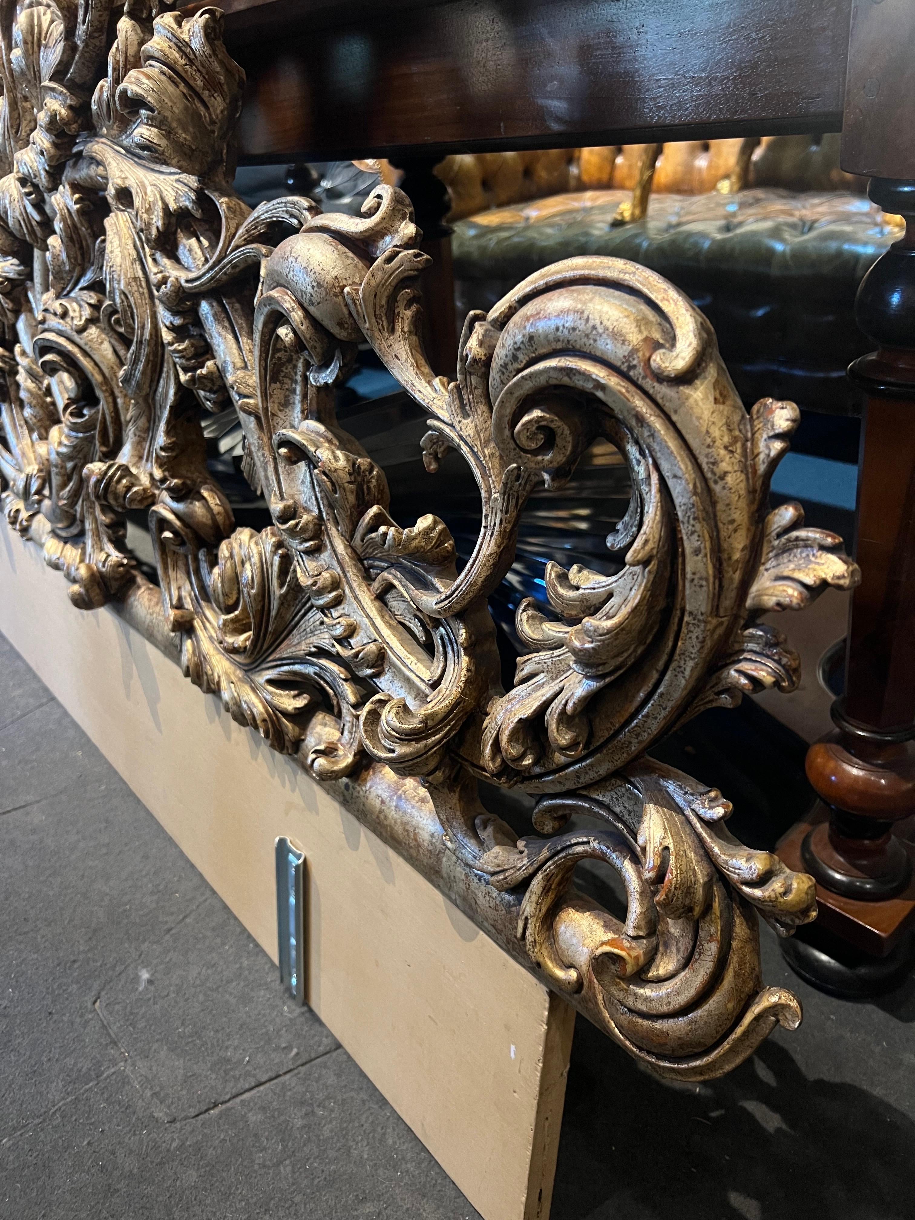 19th Century French Gilt Wood Hand Carved Headboard in Rococo Style  For Sale 1