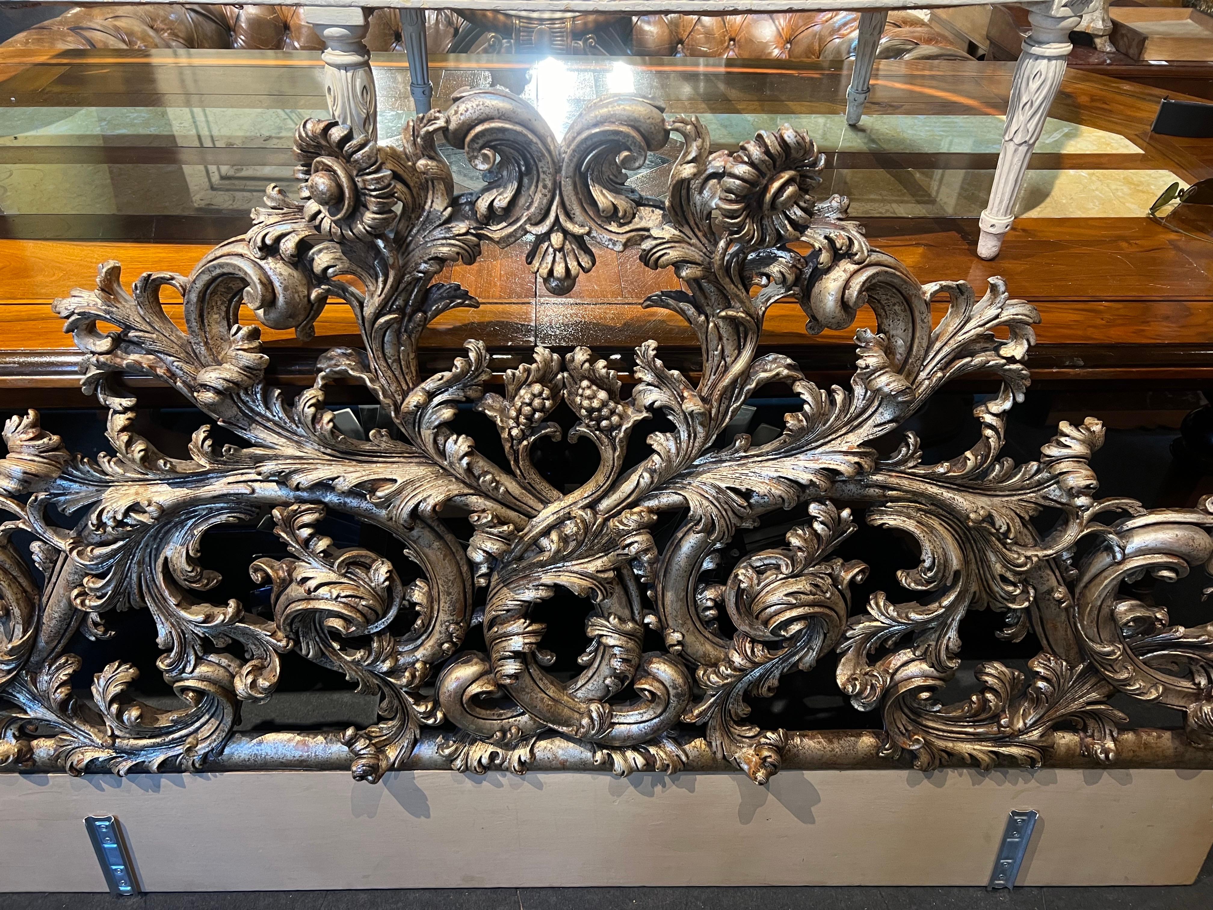 19th Century French Gilt Wood Hand Carved Headboard in Rococo Style  For Sale 2