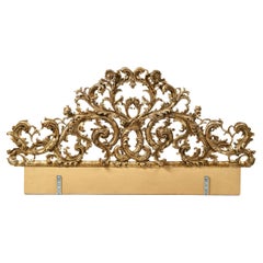 19th Century French Gilt Wood Hand Carved Headboard in Rococo Style 