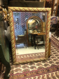19th Century French Gilt Wood Hand Carved Mirror with Original Crystal Glass