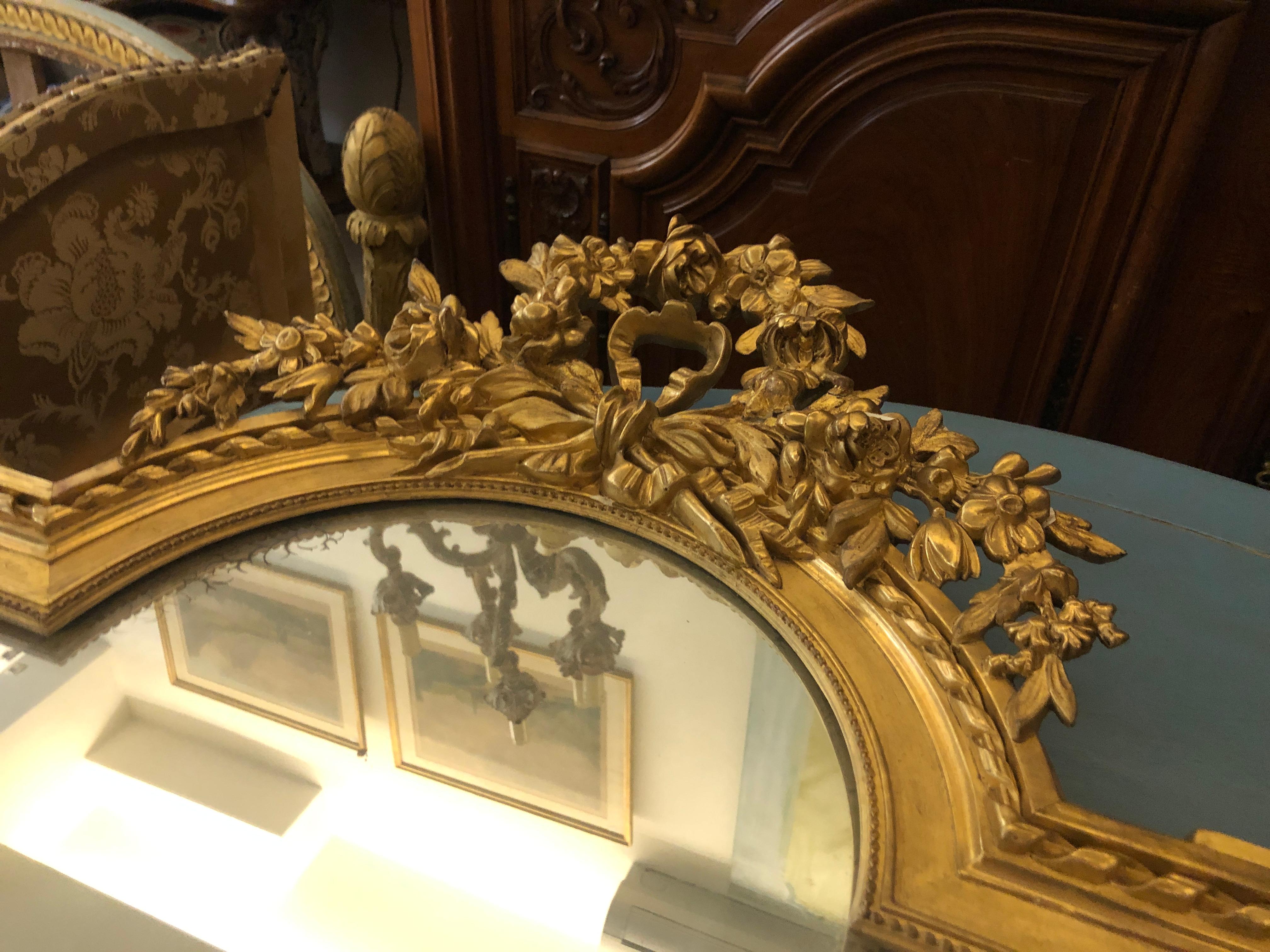 19th Century French Gilt Wood Miroir Signed by Bertrand Montluçon, Louis XVI For Sale 1