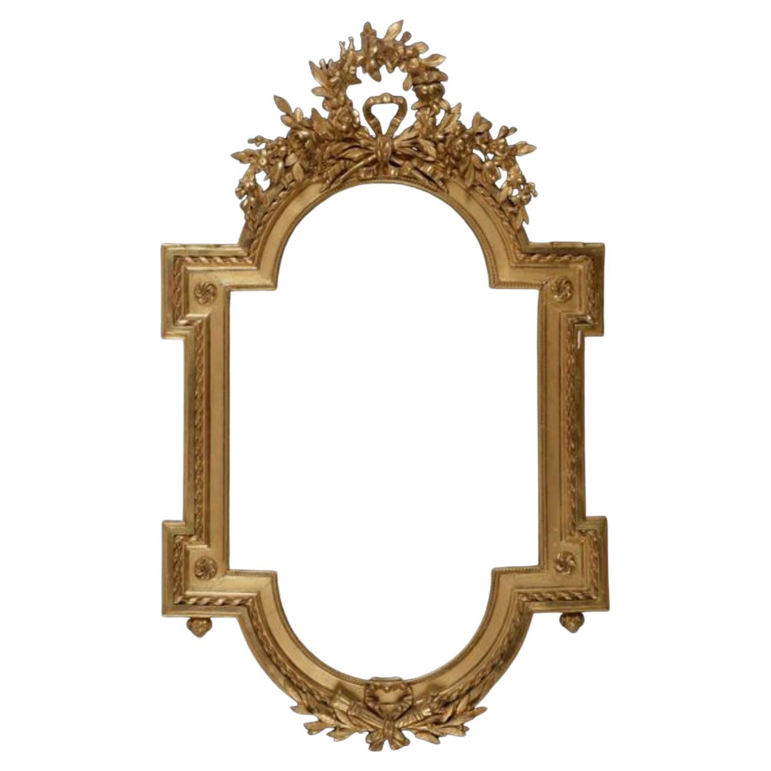 19th Century French Gilt Wood Miroir Signed by Bertrand Montluçon, Louis XVI For Sale 4