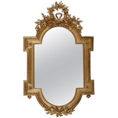 Miroir en bois doré français du 19ème siècle signé par Bertrand Montluon, Louis XVI