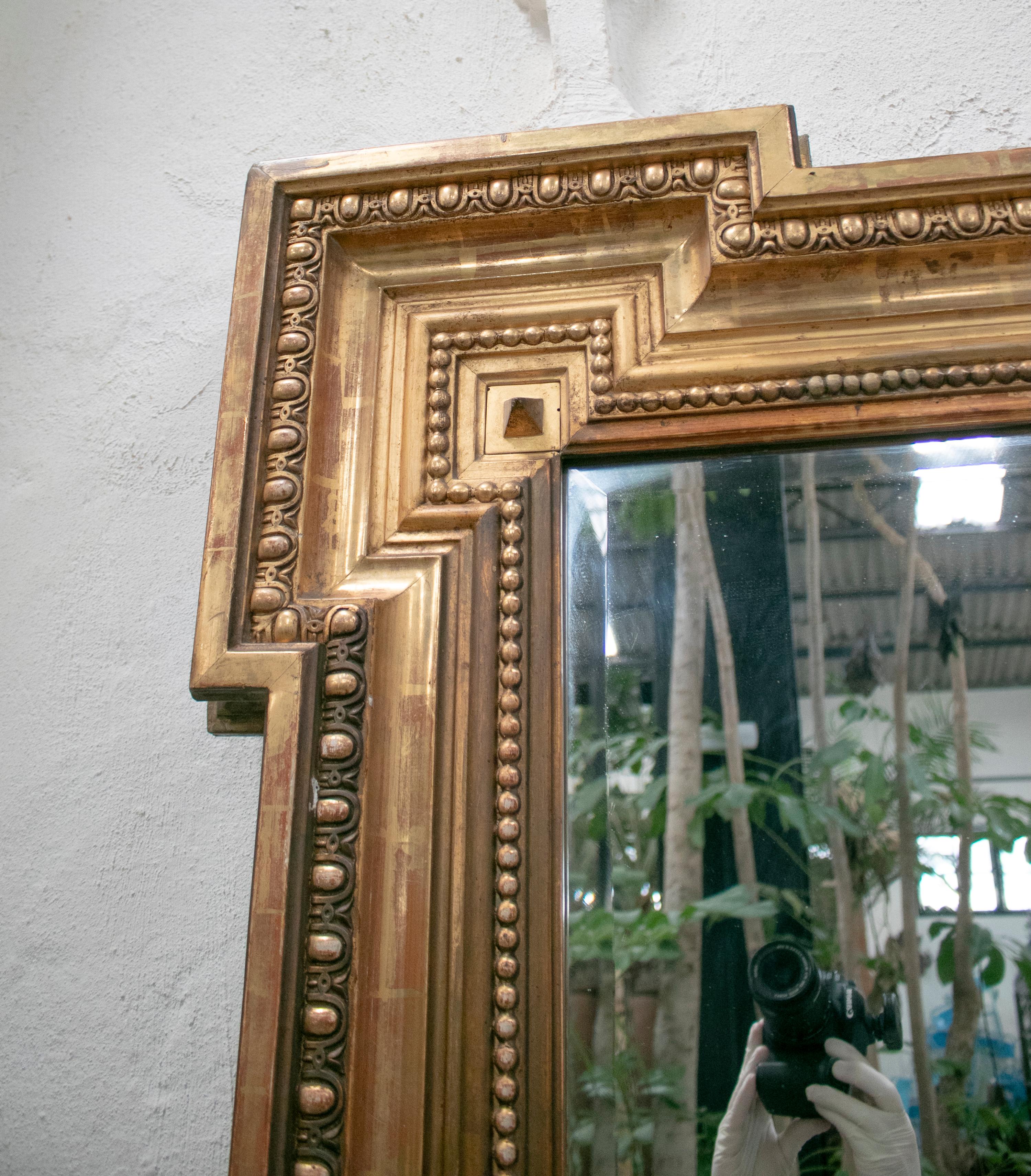 Gold Leaf 19th Century French Giltwood Rectangular Mirror