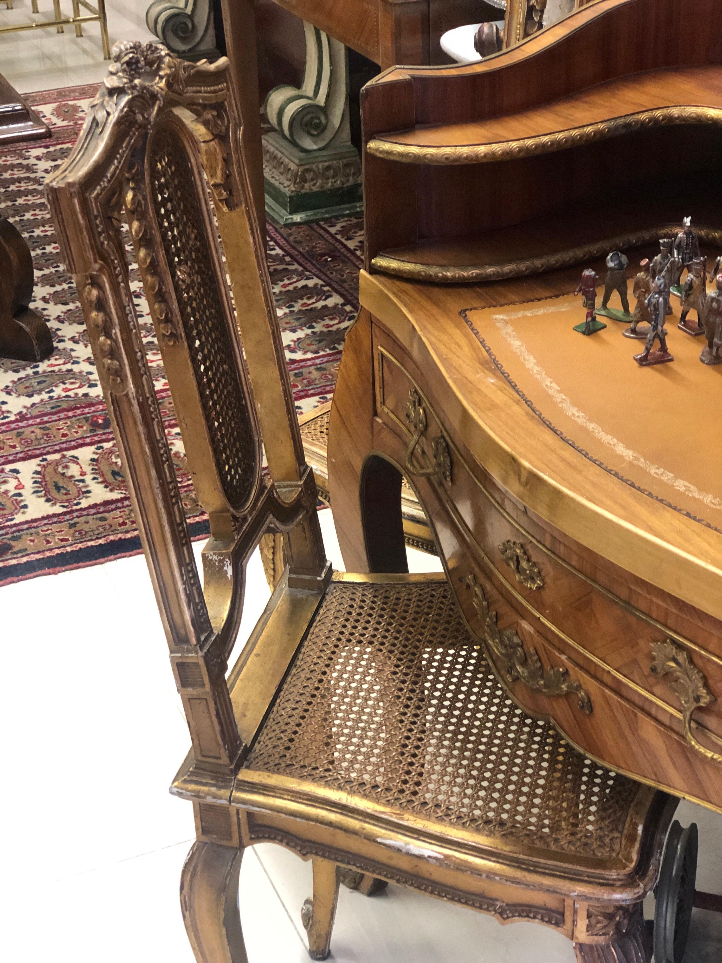 19th Century French Gilt Wood Side Chairs Decorated in Louis XVI Style In Good Condition For Sale In Sofia, BG