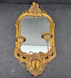 19th Century French Gilt Wood Wall Mirror Candle Sconce