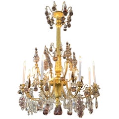 19th Century French Giltwood and Amethyst Chandelier