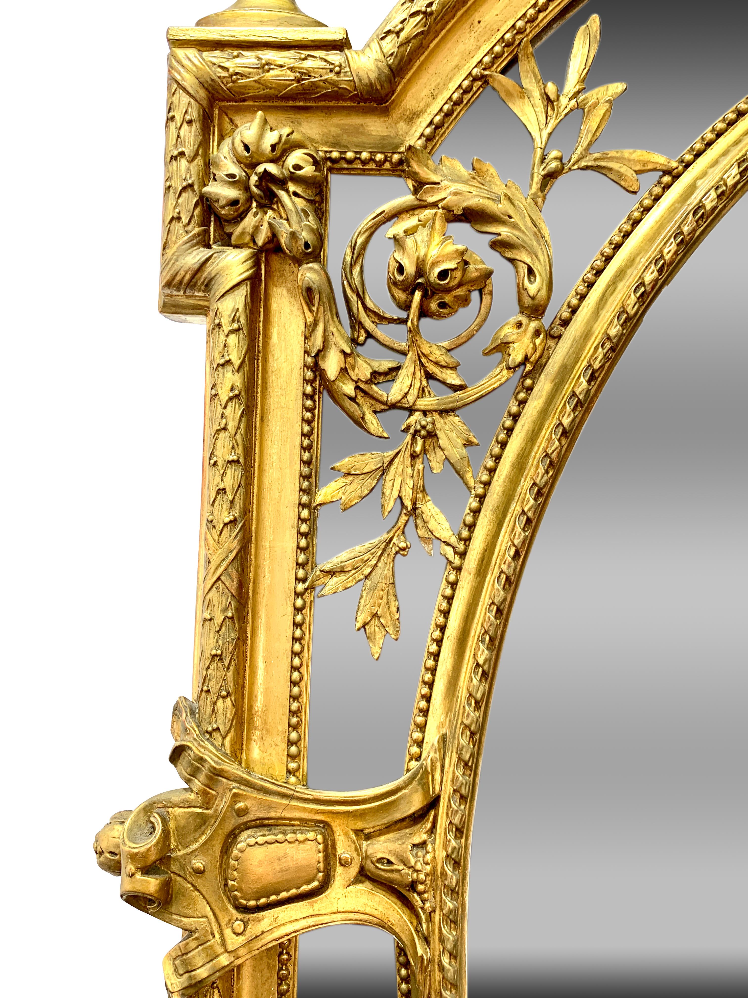 19th Century French Giltwood and Gesso Figural Mirror For Sale 4