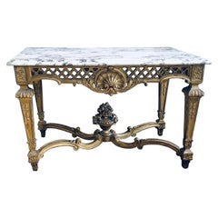 19th Century French Giltwood and Marble Centre Table