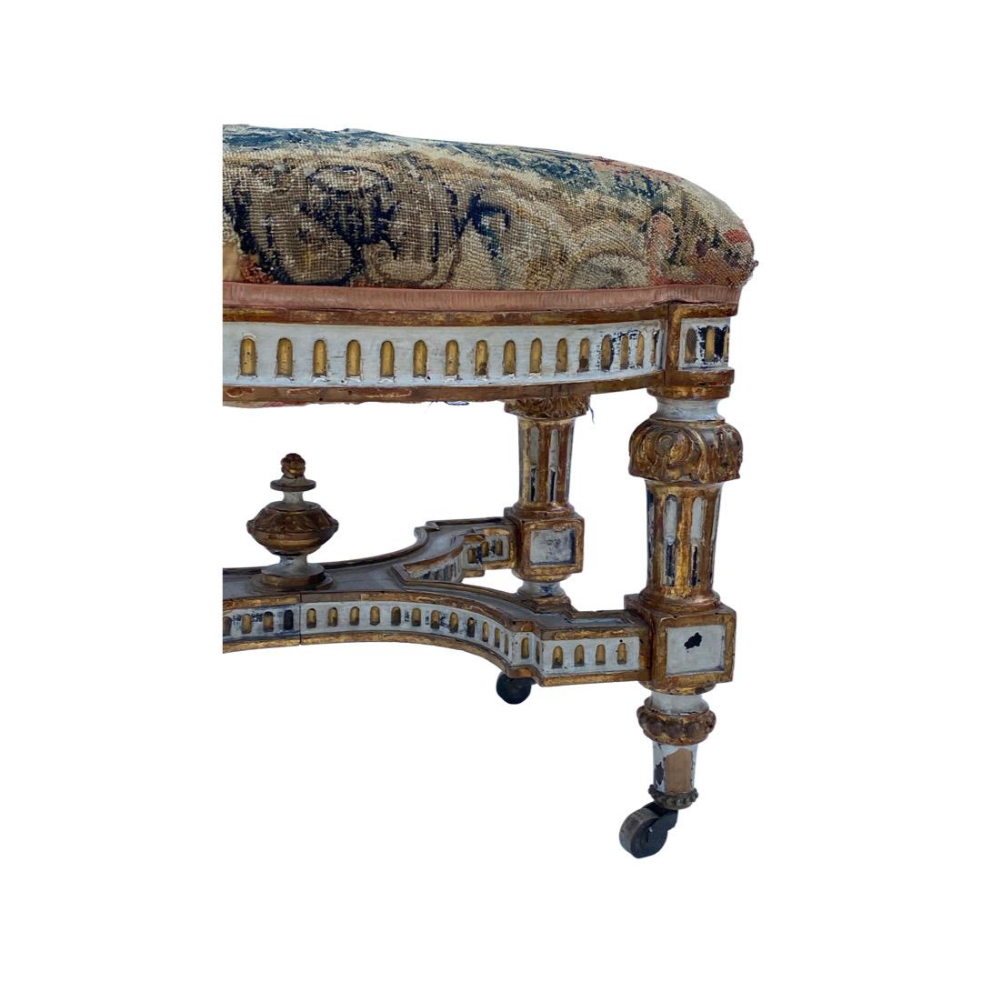 19th Century French Giltwood and Painted Bench In Excellent Condition In Los Angeles, CA