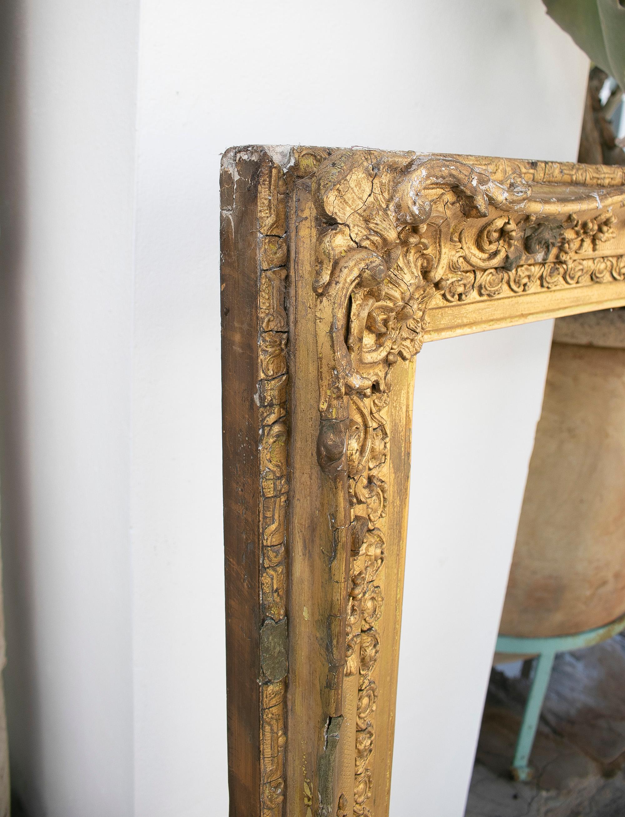 Spanish 19th Century French Giltwood and Stucco Baroque Frame