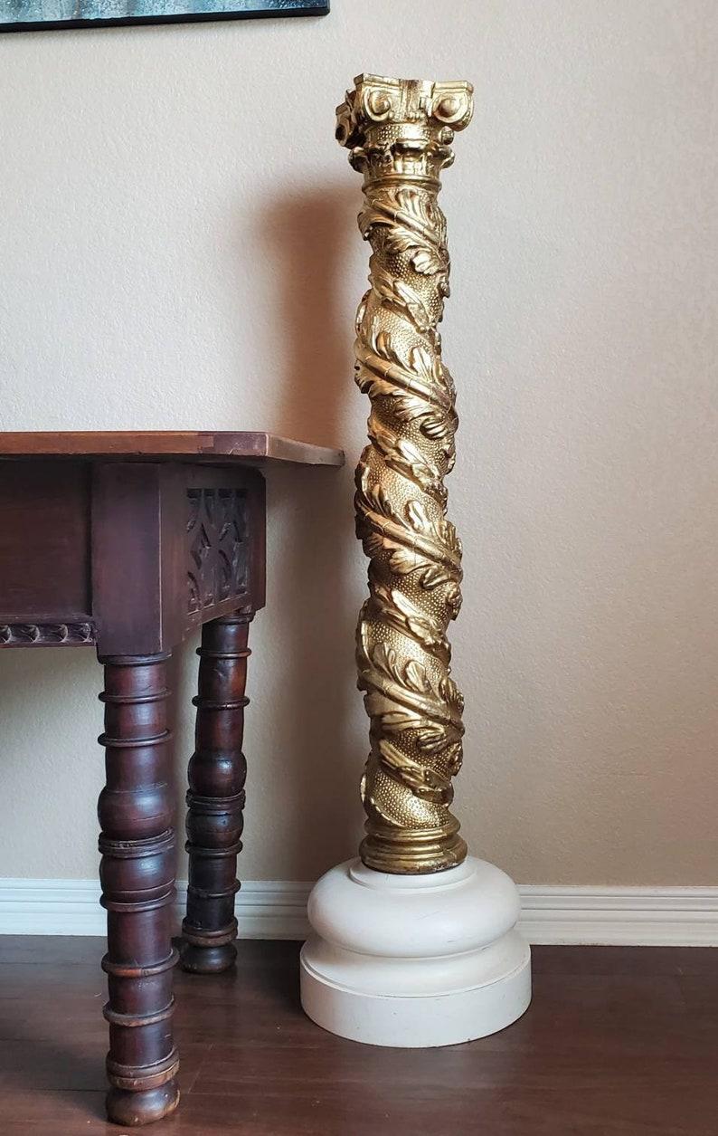 Hand-Carved 19th Century French Giltwood Architectural Ionic Column For Sale