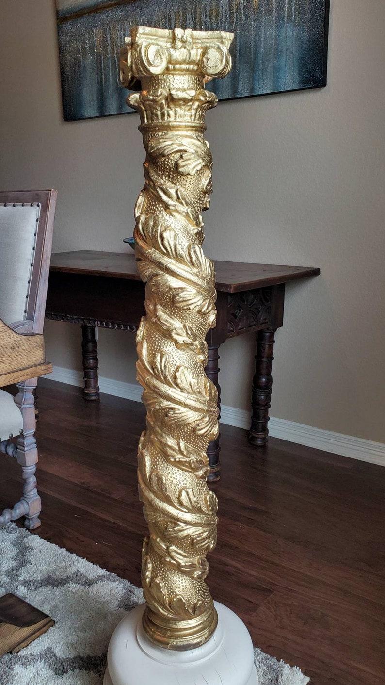 Wood 19th Century French Giltwood Architectural Ionic Column For Sale
