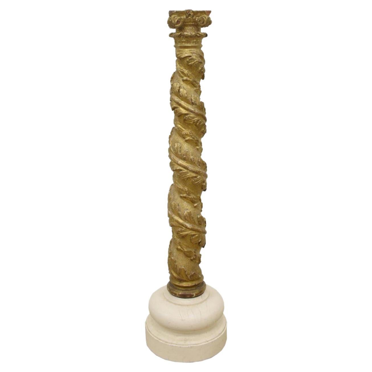 19th Century French Giltwood Architectural Ionic Column For Sale