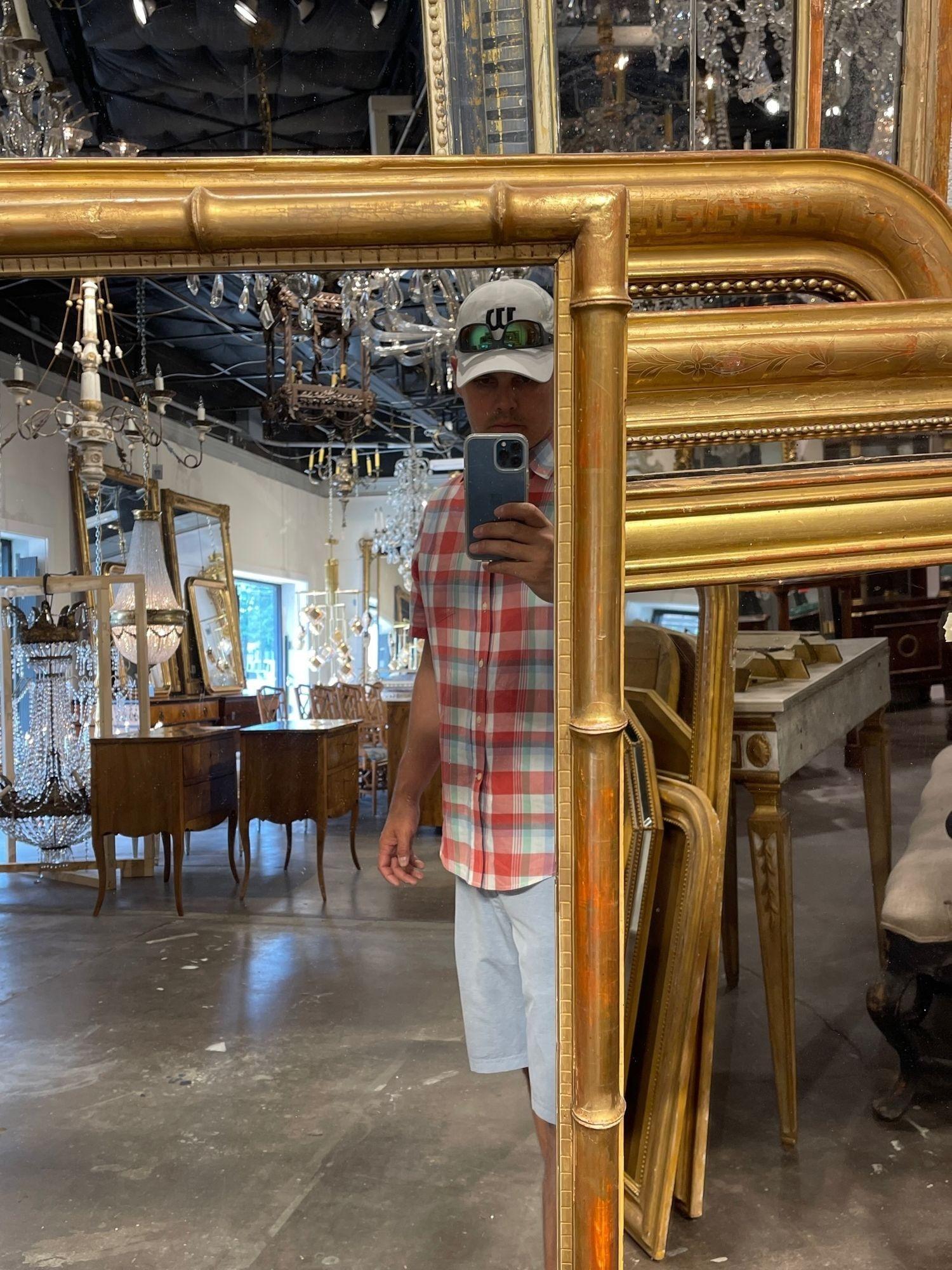 19th Century French Giltwood Bamboo Form Mirror In Good Condition In Dallas, TX