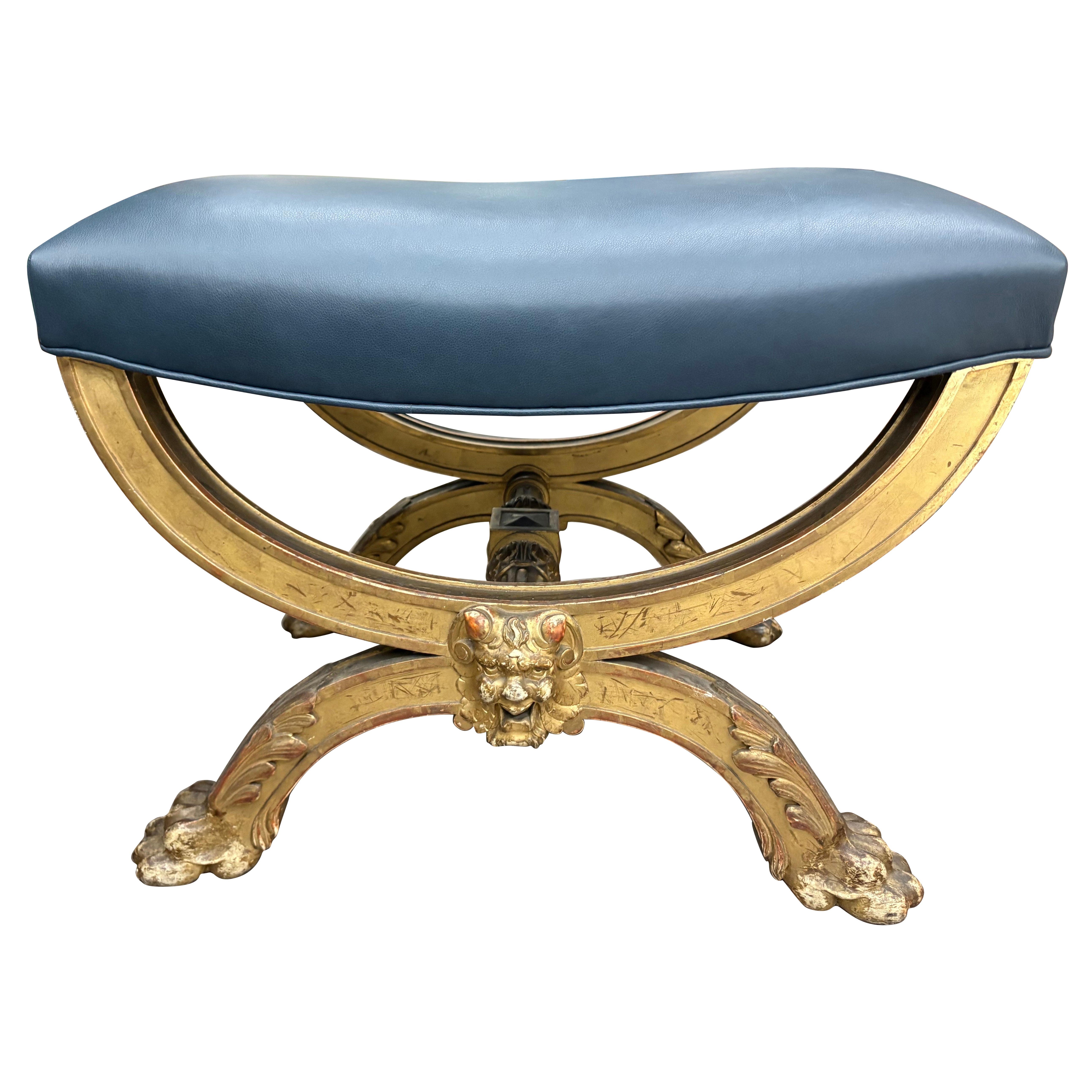 Banc en bois doré français du 19e siècle