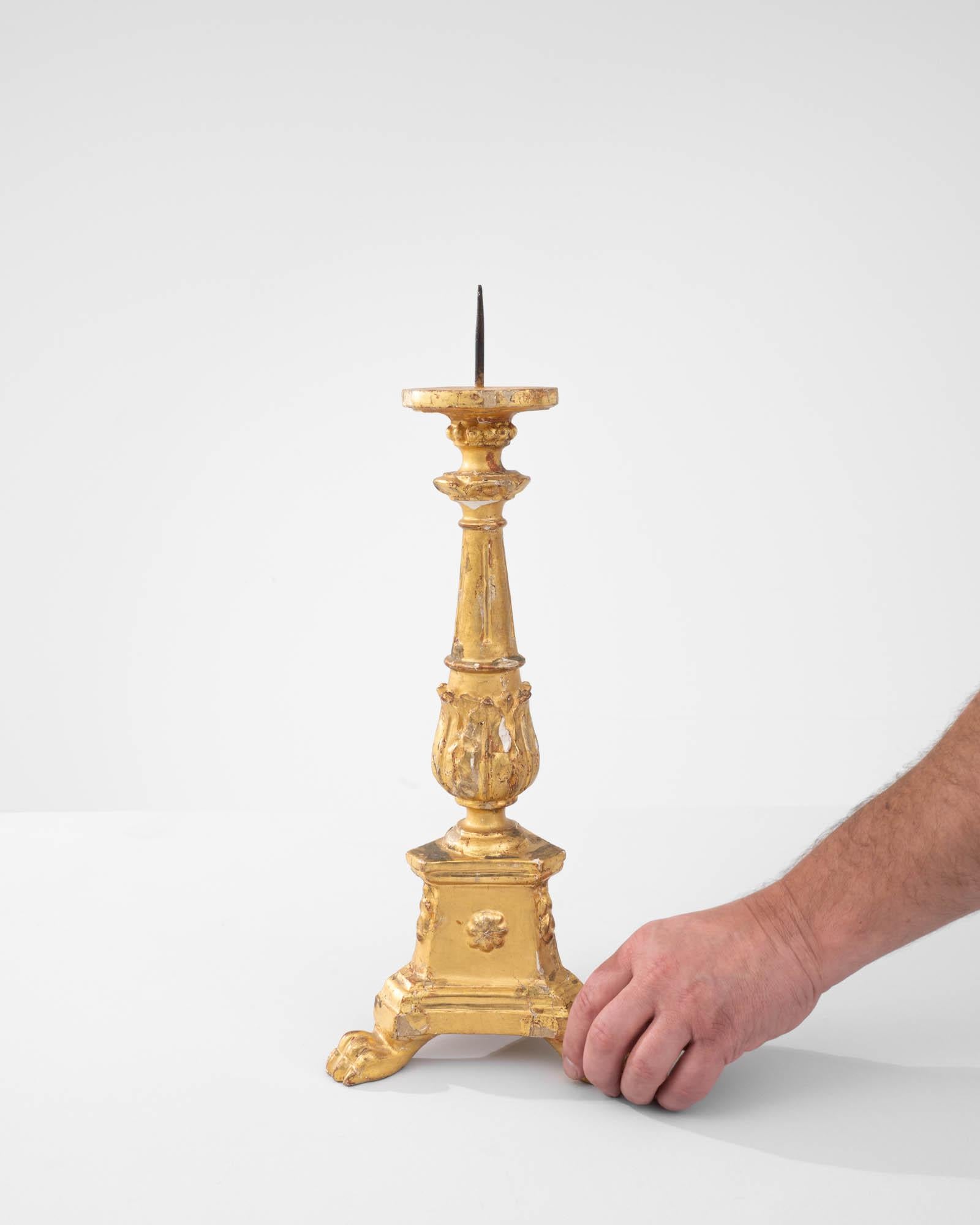 French Provincial 19th Century French Giltwood Candlestick