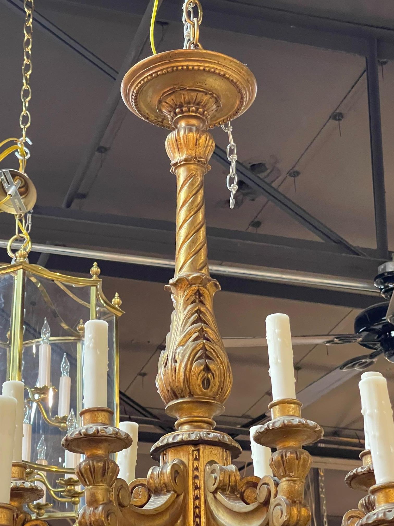 19th Century, French Giltwood Chandelier 1