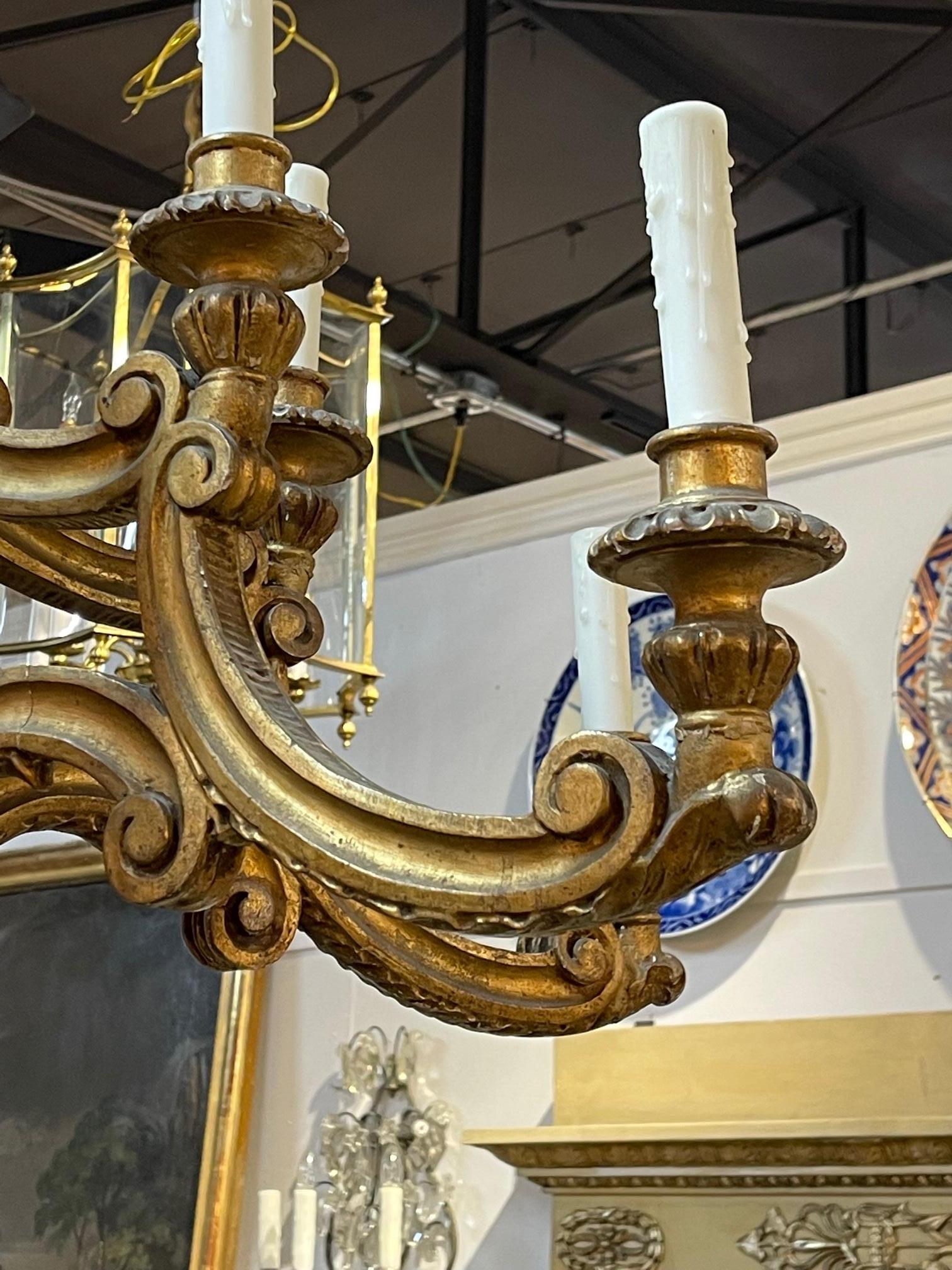 19th Century, French Giltwood Chandelier 2