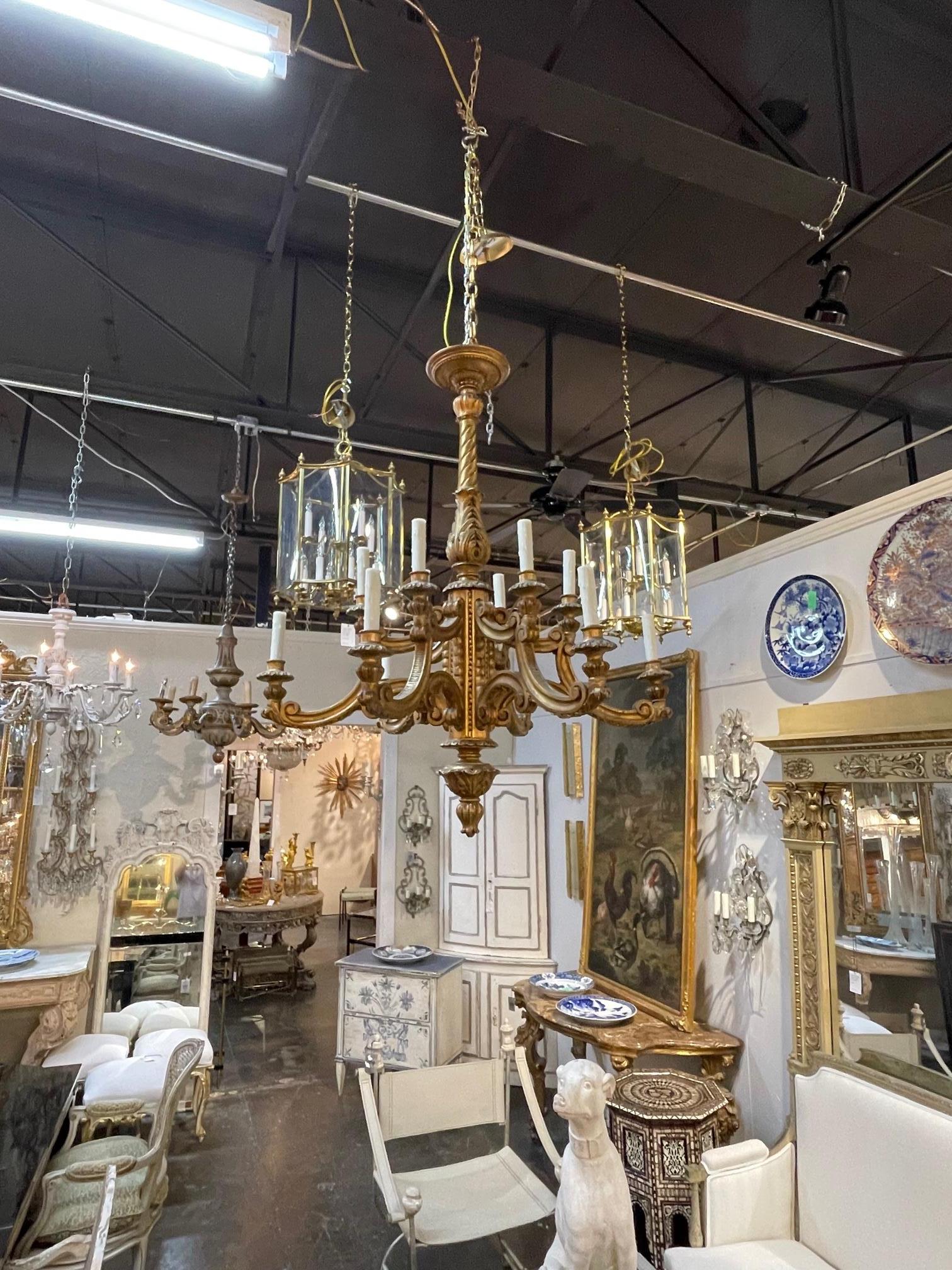 19th Century, French Giltwood Chandelier 4