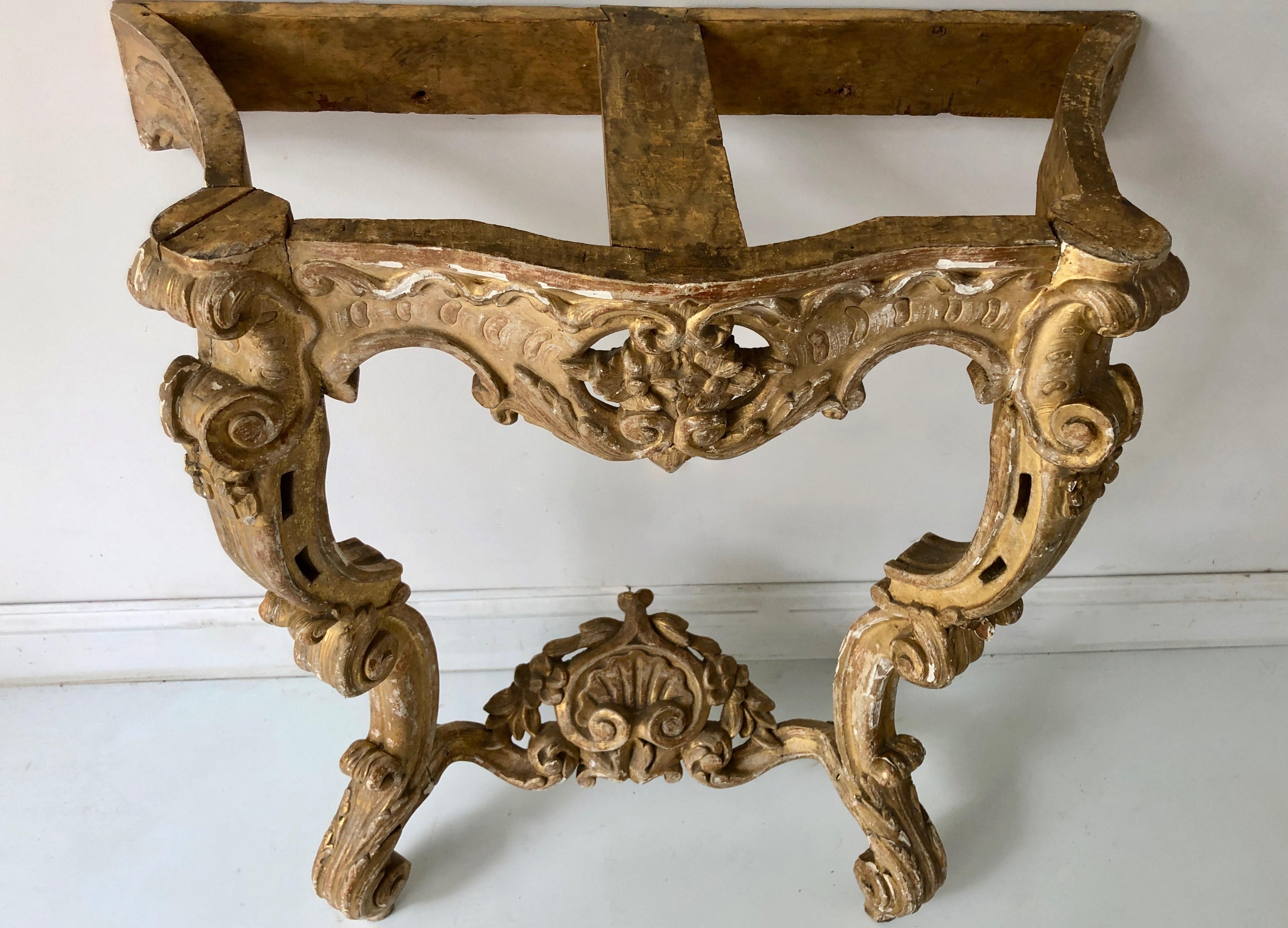 19th Century French Giltwood Console Table 4