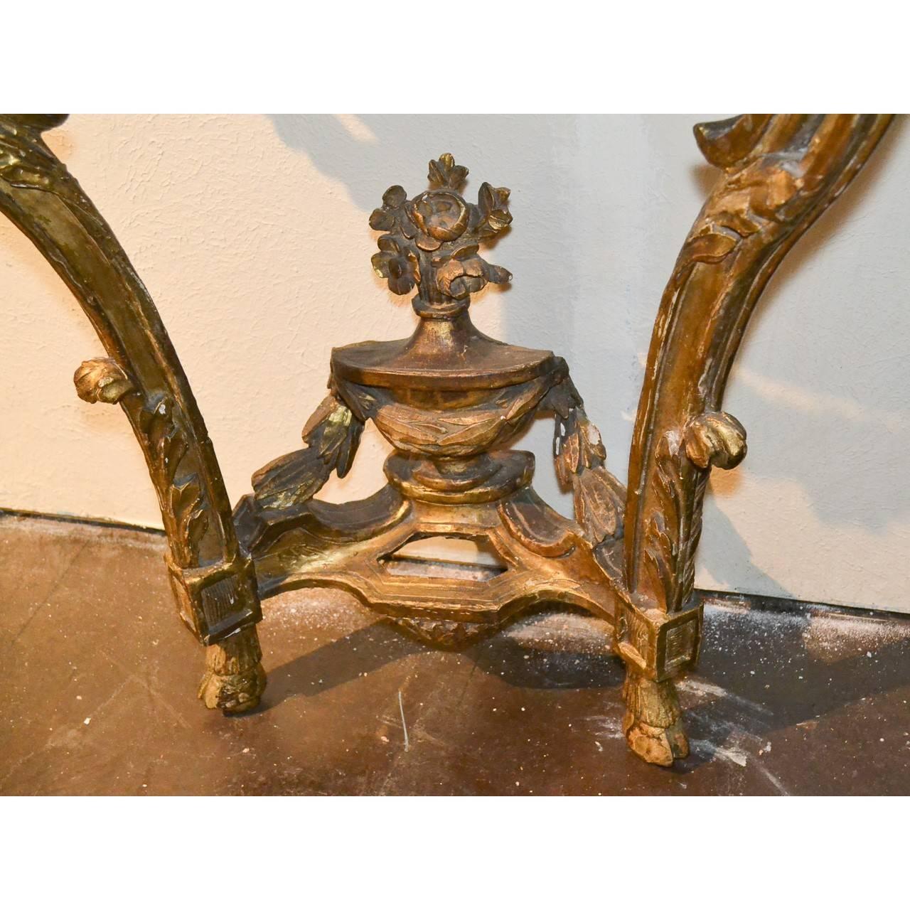 19th Century French Giltwood Console Table In Good Condition In Dallas, TX