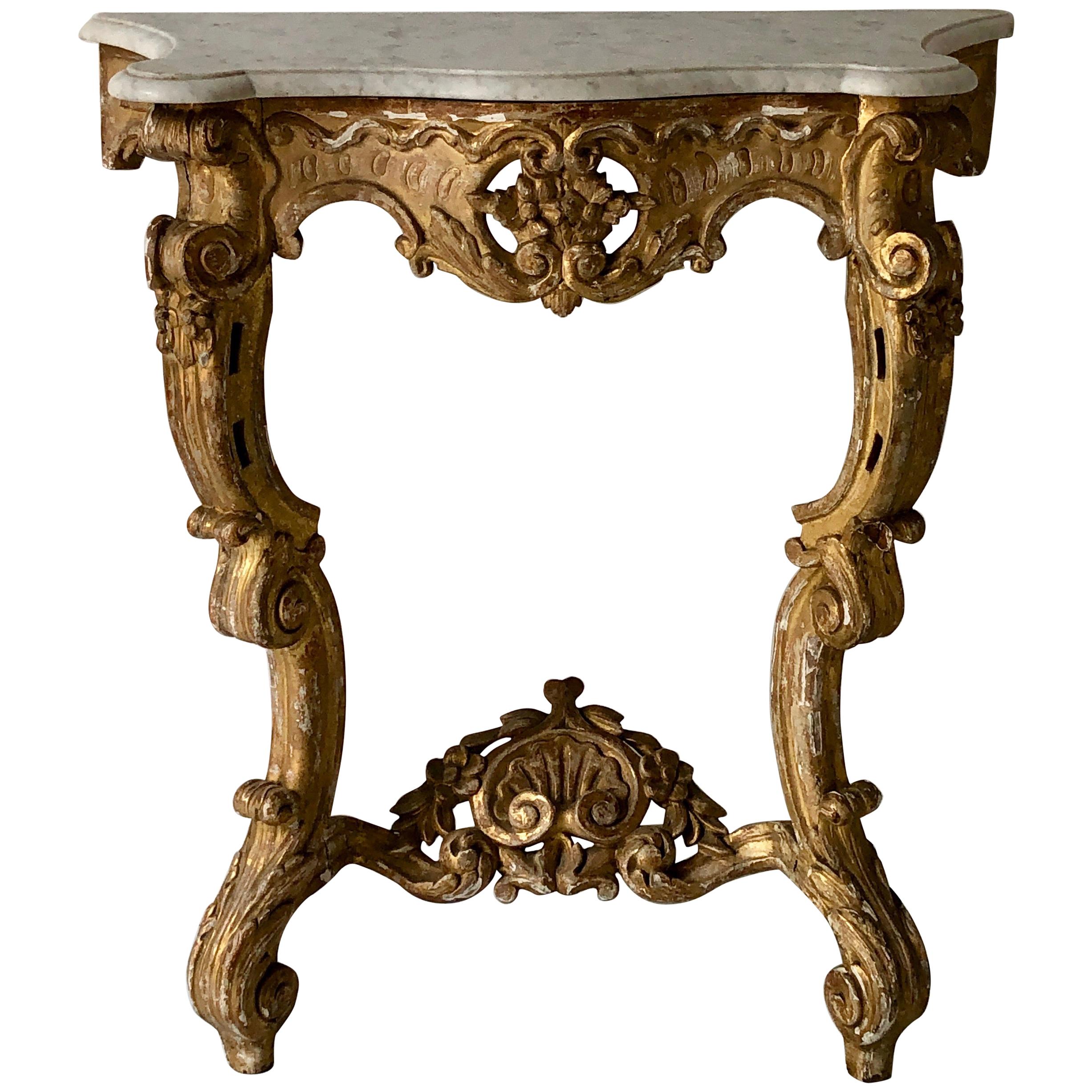 19th Century French Giltwood Console Table