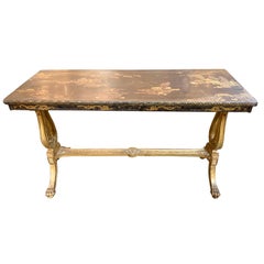 19th Century French Giltwood Console with Chinoiserie Top