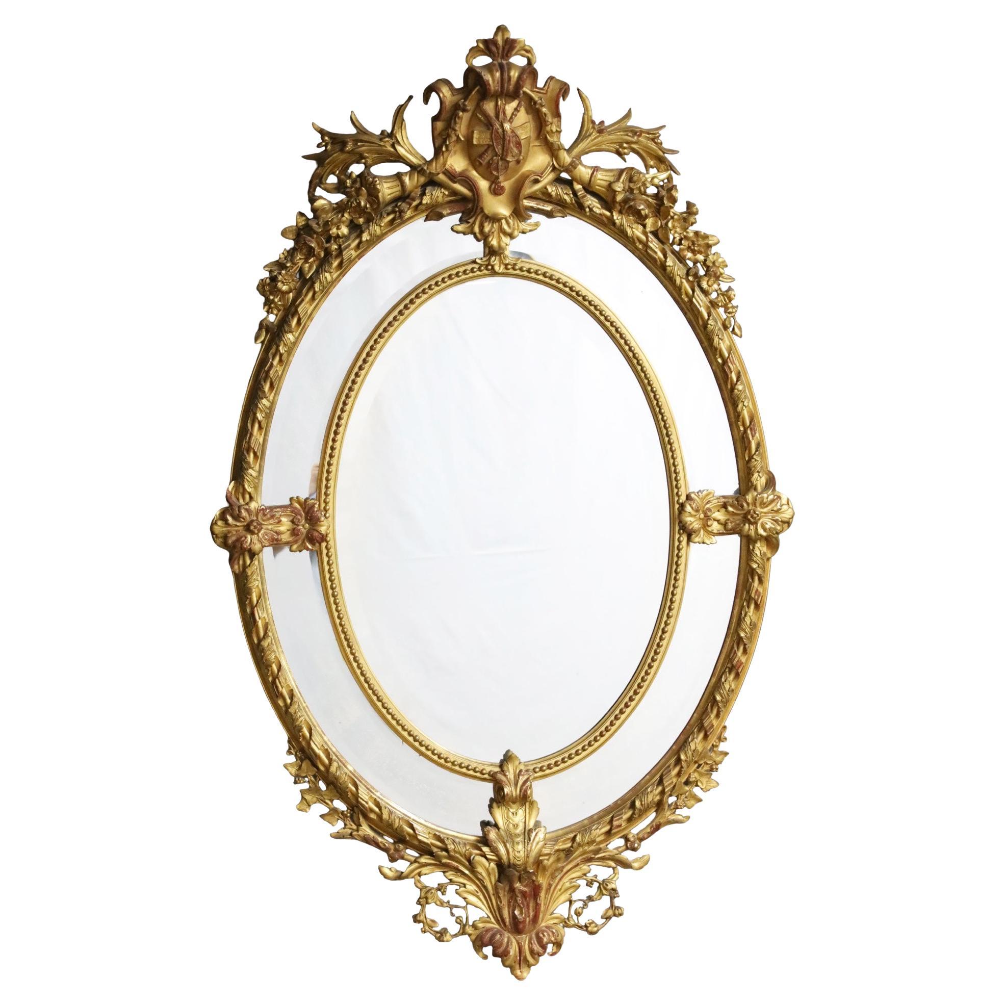 19th Century French Giltwood Cushion Mirror