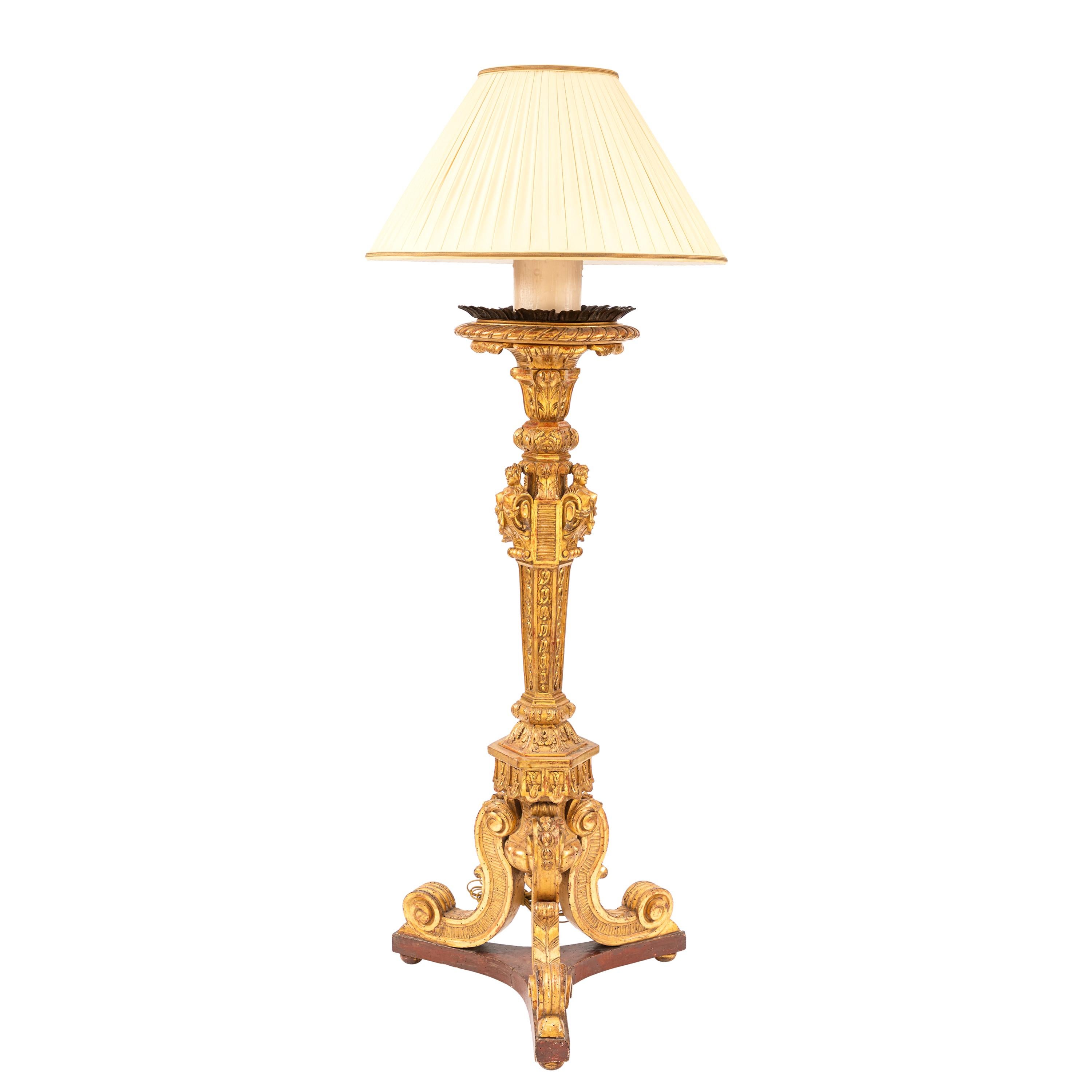 19th Century French Giltwood Floor Lamp