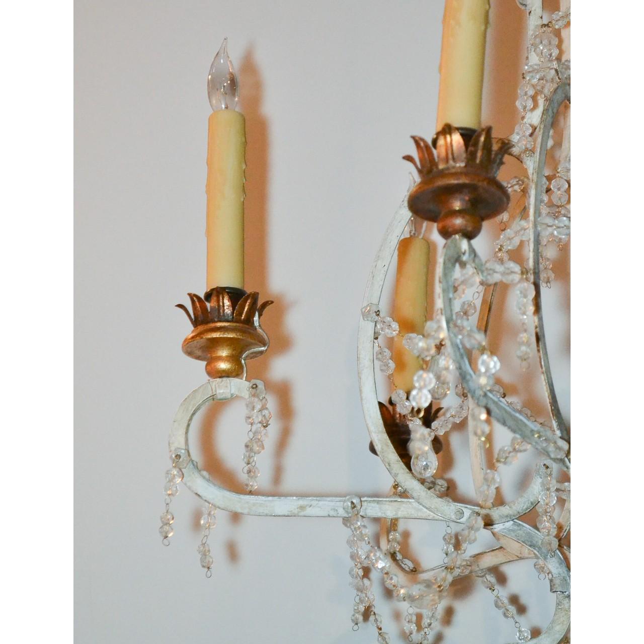 19th Century French Giltwood, Iron and Crystal Chandelier 1
