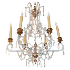 19th Century French Giltwood, Iron and Crystal Chandelier