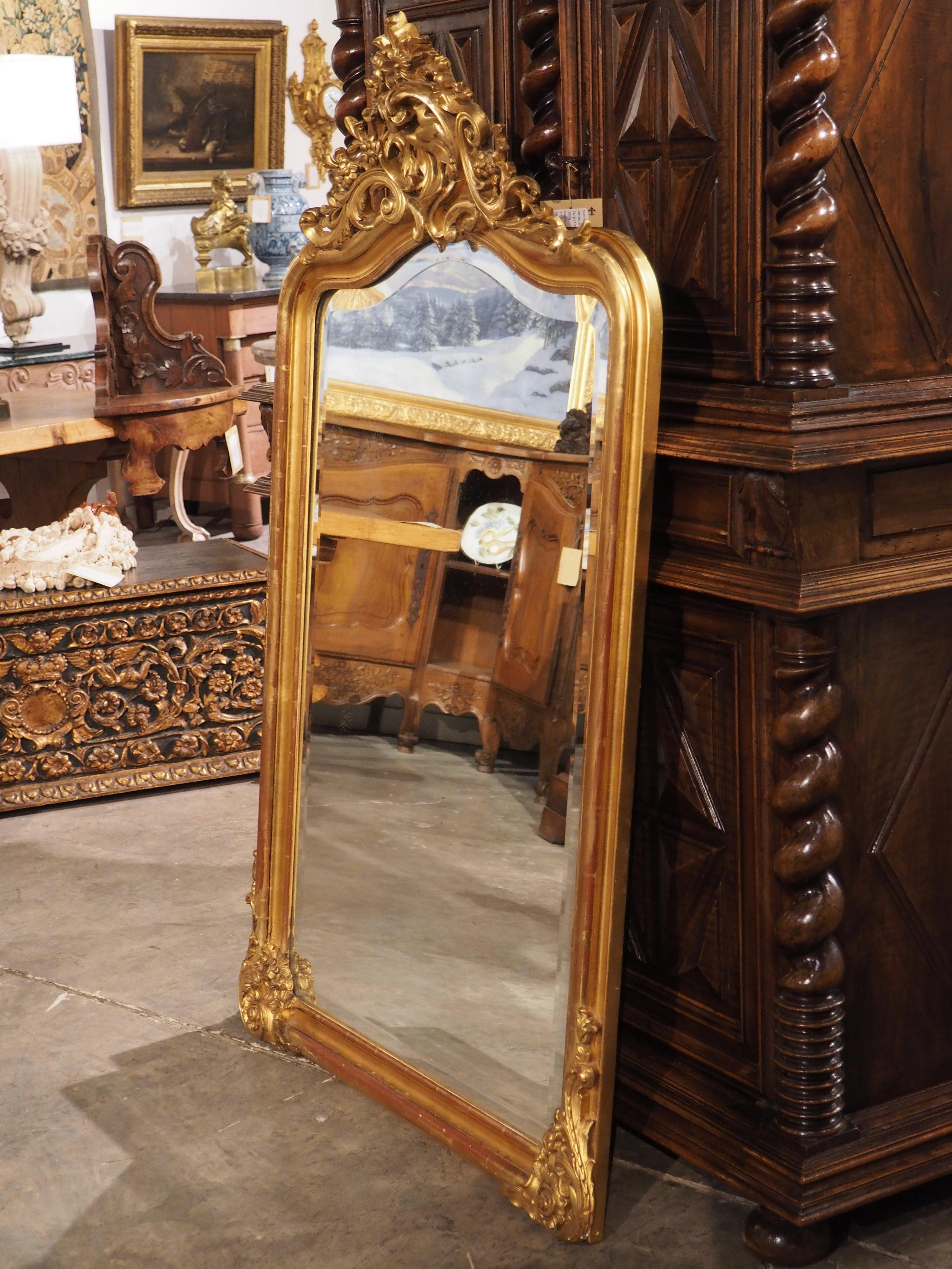 19th Century French Giltwood Louis XV Style Beveled Mirror, circa 1875 In Good Condition In Dallas, TX