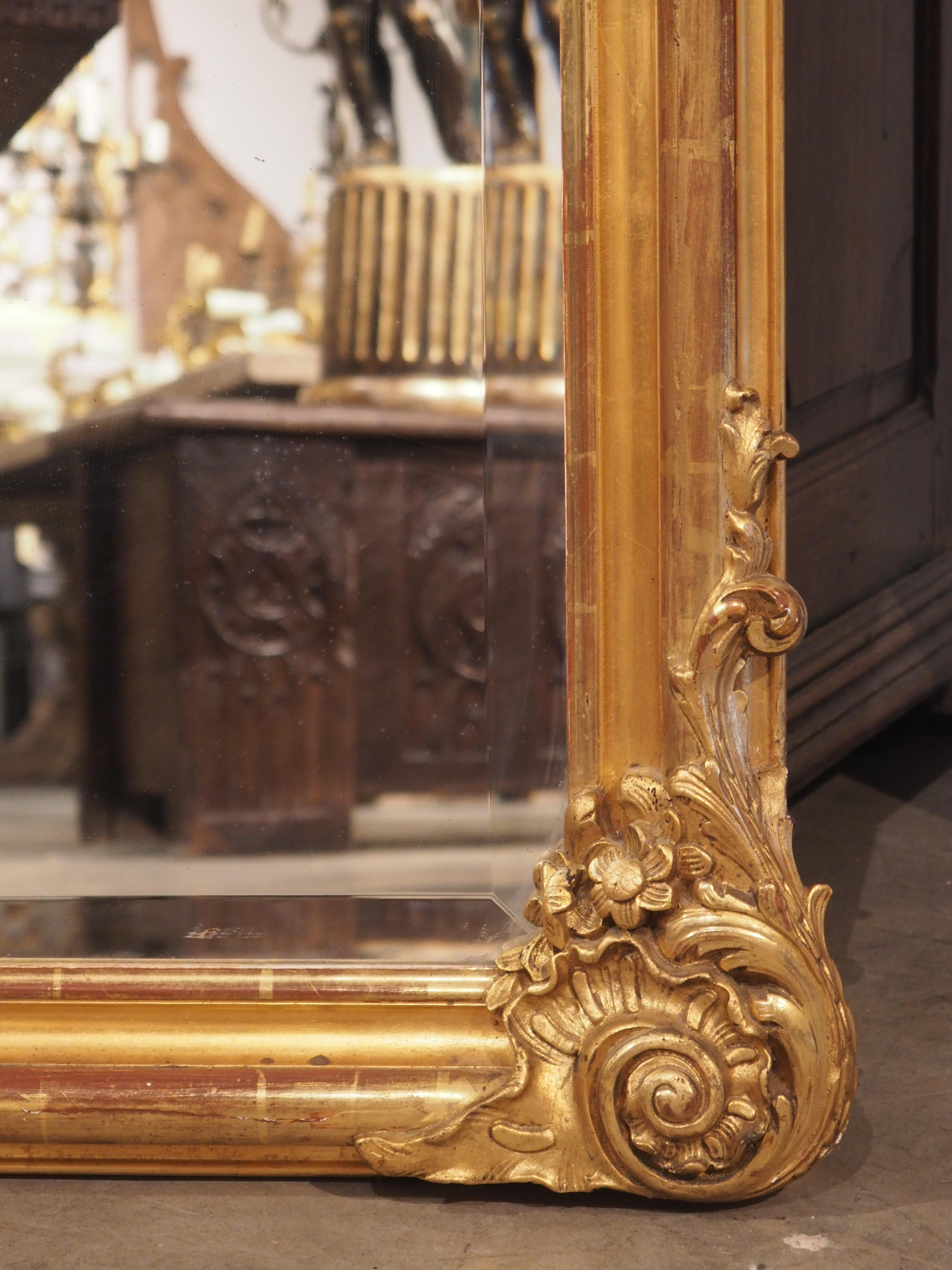 Late 19th Century 19th Century French Giltwood Louis XV Style Beveled Mirror, circa 1875