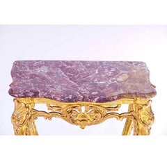 19th Century French Giltwood Marble Top Console