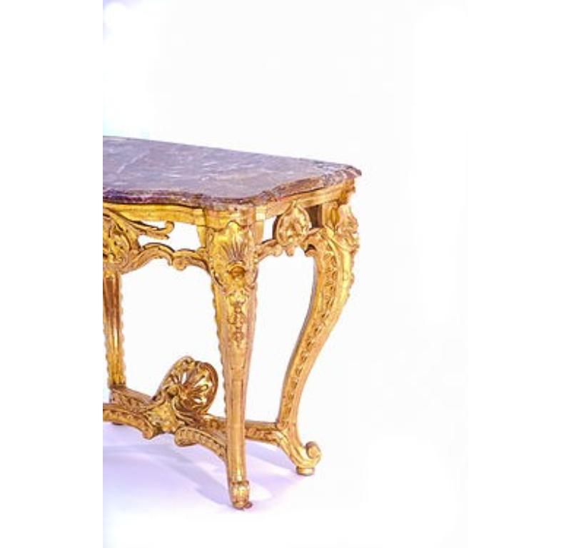 19th Century French Giltwood Marble Top Console In Excellent Condition For Sale In Los Angeles, CA