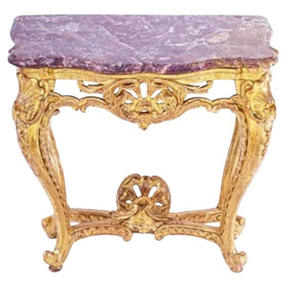 19th Century French Giltwood Marble Top Console For Sale