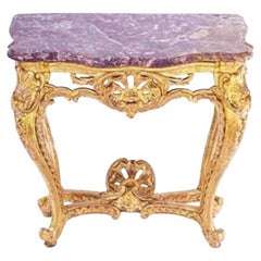 19th Century French Giltwood Marble Top Console