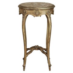 Antique 19th Century French Giltwood Marble Top Lamp Table